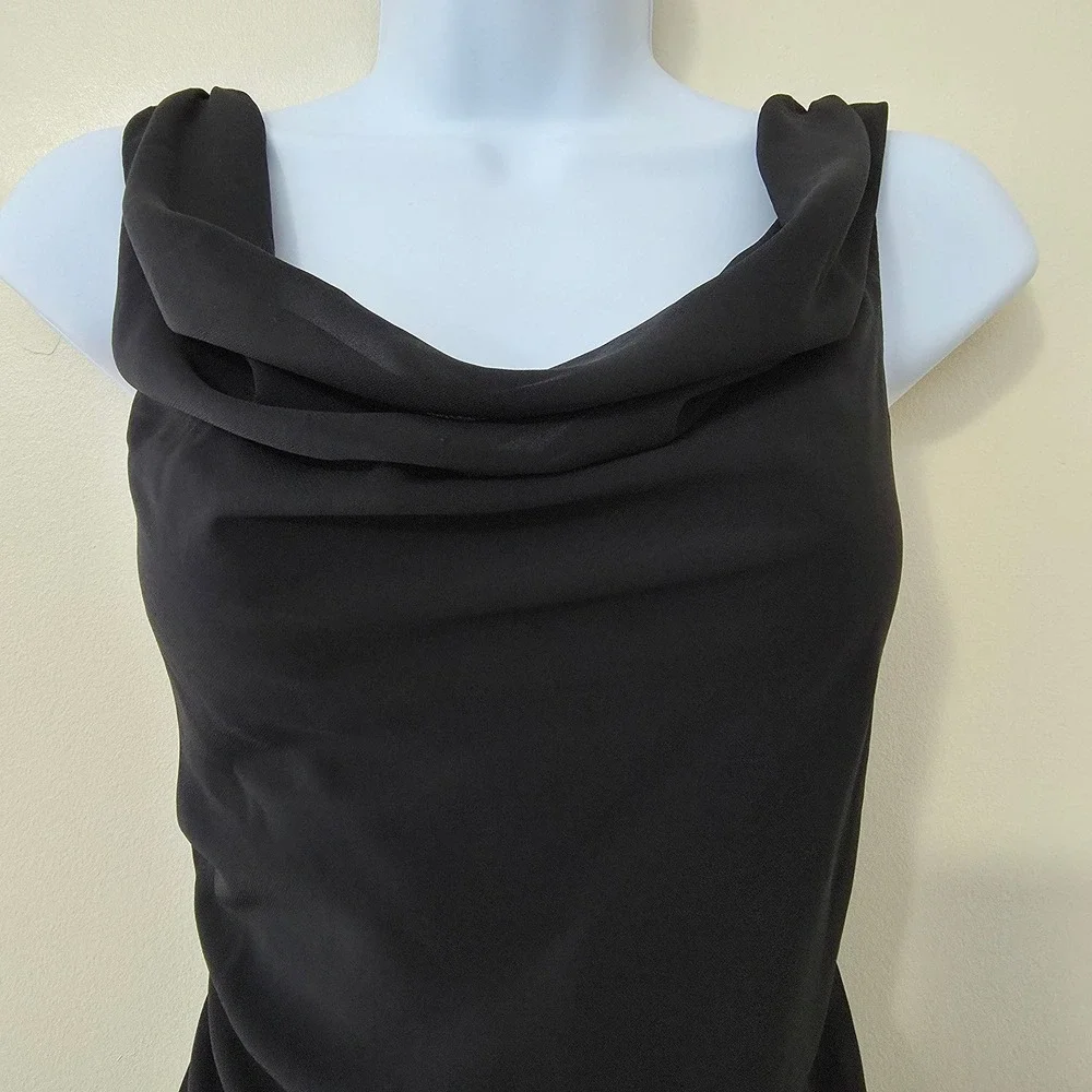 Black Witchy Sheer Overlay Slip Dress Sz S Goth Cowl Sleeveless Whimsigoth Fairy